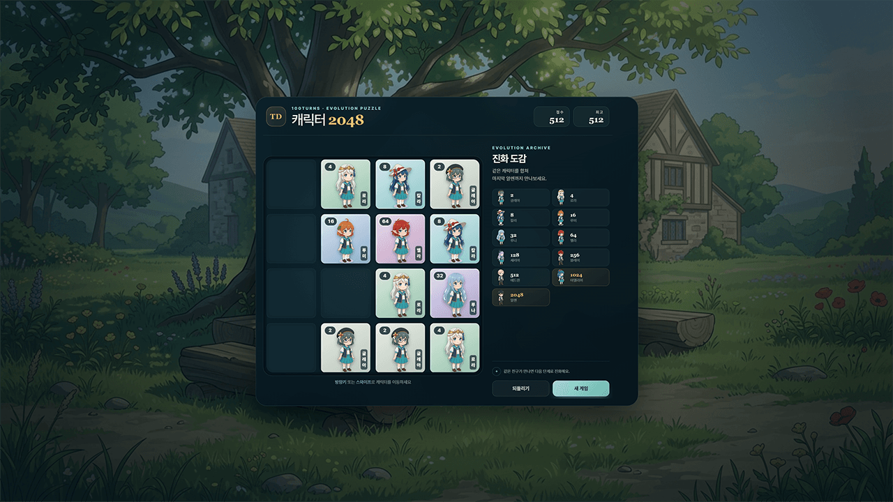 캐릭터 2048 스크린샷